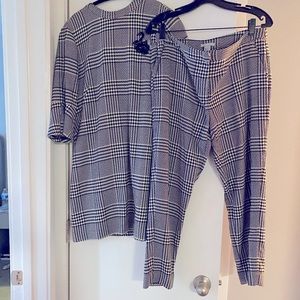 H&M houndstooth black/white 2 piece set